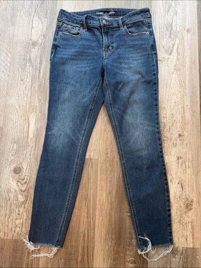 Old Navy Women's Dark Blue Skinny Jeans with Raw Hem